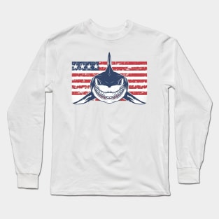 American shark with flag Long Sleeve T-Shirt